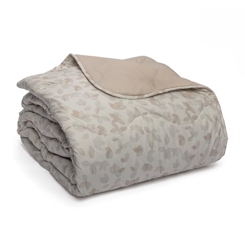 Foppapedretti Noche & Naturaleza - Edredón de Cama de Matrimonio, 2 Unidades, Hojas de Arena, Funda 100% algodón, Fabricado en Italia