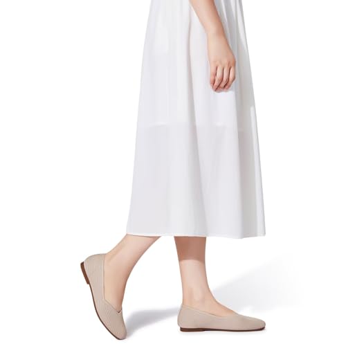 Image of Frank Mully Womens Casual Flat Shoes Square Toe Shoes Knitted Work Flat Comfort Dressy Flat Shoes for Daily Washable