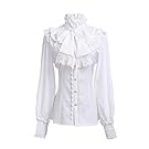 Victorian Blouse Womens Gothic Lolita Shirt Vintage Long Sleeve Lotus Ruffle Tops