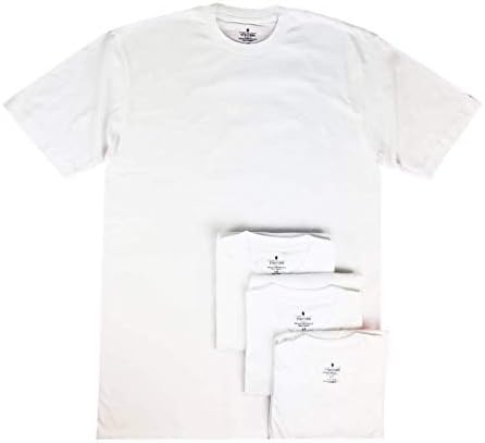 Stafford Men’s Tall/Extra Tall 100% Heavy Weight Cotton Crew Neck Undershirt, White, Short Sleeve, 4 Pack