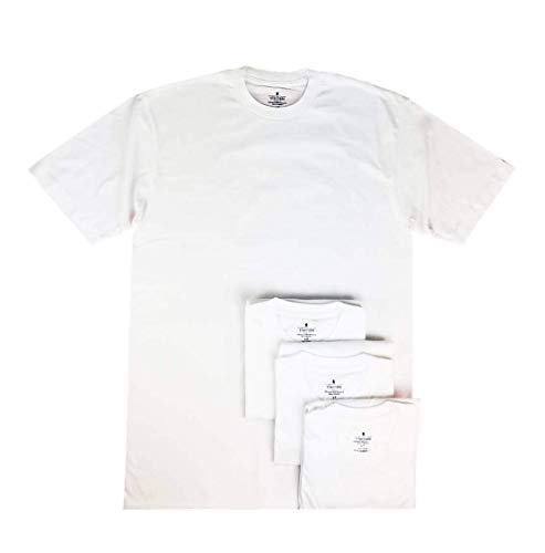 Stafford Men’s Tall/Extra Tall 100% Heavy Weight Cotton Crew Neck Undershirt, White, Short Sleeve, 4 Pack
