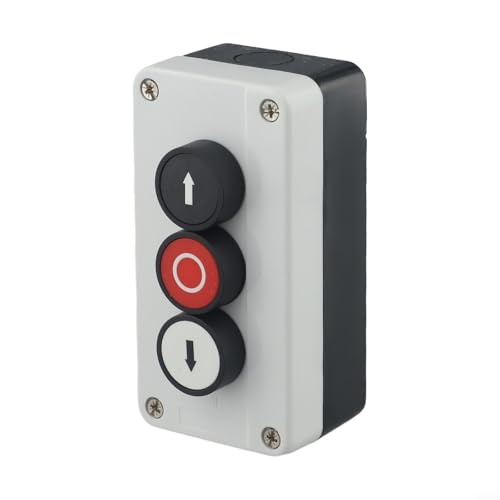 Honseadek Interruptor de botón pulsador de 3 posiciones, función de reinicio momentáneo, carcasa ABS impermeable con clasificación IP67, caja de control compacta de 134 x 68 x 50 mm para uso