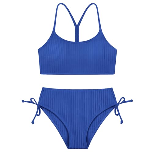 Image of Weixinbuy Girls Swimsuits Summer Bathing Suit for Teens Girls 2 Piece Bikini Set Solid Beach Swimsuit Swimwear for Girls