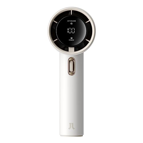 Image of JISULIFE Handheld Fan Pro1 with Digital Display, Lanyard, 100 Speed Adjustable for Travel /Camping /Outdoor, Gift for Women /Men (White, 3600mAh)