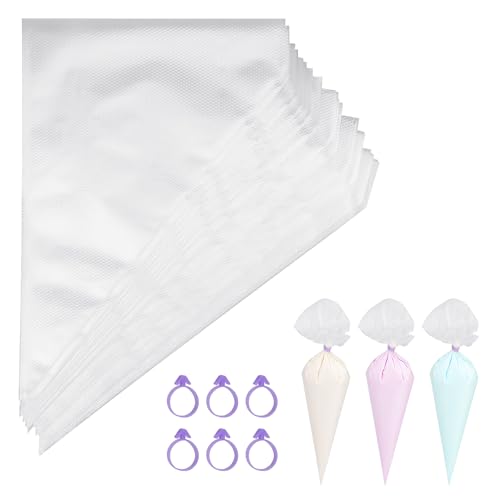 TAKUZA 100 Stück Spritzbeutel Einweg, Profi Einweg Spritzbeutel, Mittel Spritzbeutel für Dekorieren Von Gebäck, Torten Geeignet, Keksen, Hausbacken(Transparent)