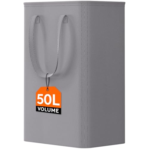 Image of Lifewit Slim Collapsible Laundry Basket with Handles, 50L, Grey