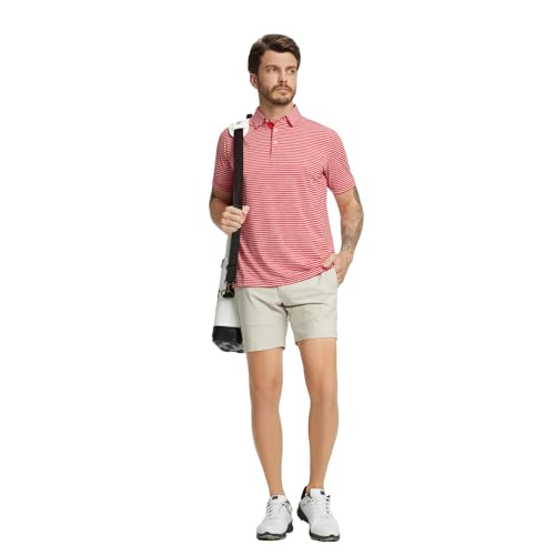 Rouen Golf Shirts for Men Moisture Wicking Lightweight Dry fit Performance Sports Stripe Collared Golf Polo Shirts for Men4