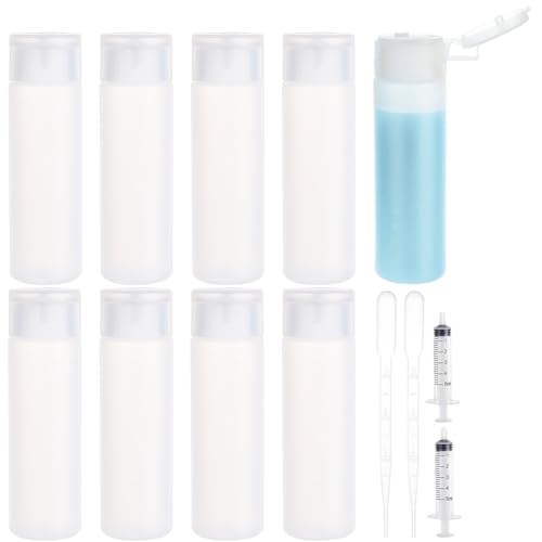 BENECREAT 8 Pack 50ml 1.7oz Clear Squeezable Plastic Sample Flip Cap Bottle Refillable Travel Containers for Makeup Cosmetic Toiletries Liquid