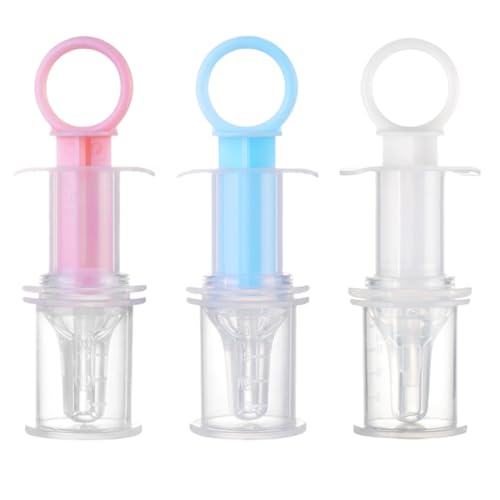 3 Piezas Jeringas de Alimentación Oral de Bebés Dispensador de Líquidos de Bebés con Cabeza de Chupete para Bebés Recién Nacidos (Azul blanca y Rosa)