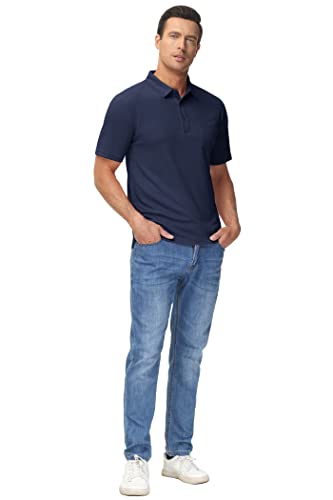 Magcomsen Lightweight Golf Shirt Men Golf Shirt Moisture Wicking Athletic Polo Shirt Short Sleeve Collared Activewear Polos With Pocket Navy Xl #TOP3