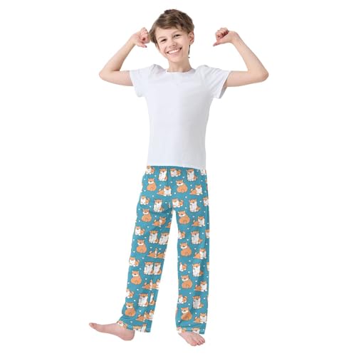 Corgi Sweet Love Boys Long Pants Soft Trousers Elastic Waist Kids Lounge Bottoms with Pockets S-XL2