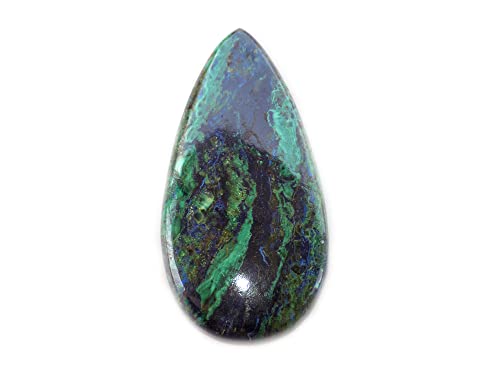 Azurite véritable d'exception de 57 cts taillée en poire, nuances bleu vert