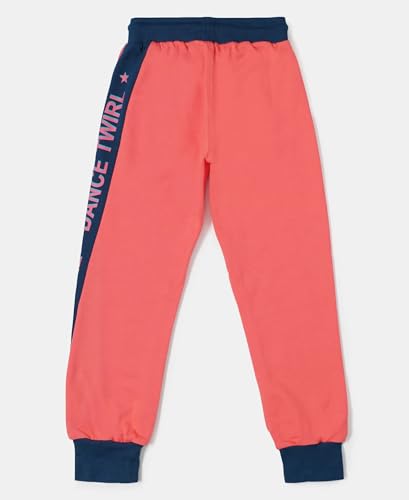 Image of Jockey Girls Mid Rise AG15 Super Combed Cotton French Terry Fabric Graphic Printed Relaxed Fit Joggers with Side Pockets