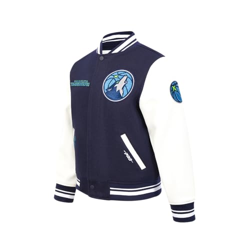 Pro Standard BIG KIDS NBA MINNESOTA TIMBERWOLVES RETRO CLASSICS VARSITY JACKET MIDNIGHT NAVY/WHITE S - Image 3