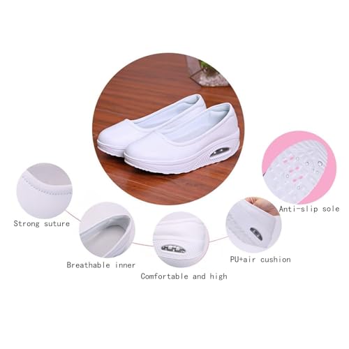 CLSQLXYJZC Women's Slip-On Non-Slip Platform Wedges Orthotic Leather Nursing Shoes, Comfortable Working Air Cushion Nurse Shoes, for Medical Workers, Doctors, Healthcare Providers2