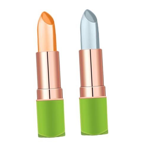 TOVINANNA 2 Piezas Pintalabios que cambia de Color lápiz labial de larga duración paraca tapa balsamo labial lipstick herramienta de belleza brillo de labios que cambia de color Pegar