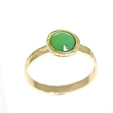 Jade ring, Green stone gold ring band for women, Stacking ring, Green ring, Gold plating stone ring, Natural jade ring, Small stone gold ring, Rings for teen girls (jade, 7)
