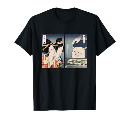 Japanese Style Woman Yelling at Cat T-Shirt