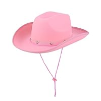 MYKAGS Cowgirlhut, Westernhut, Damenhut, Westernhut, Filzhut mit breiter Krempe und verstellbarem Kordelzug, Wild-West-Kostüm-Accessoire, Cowboy-Party, Pink