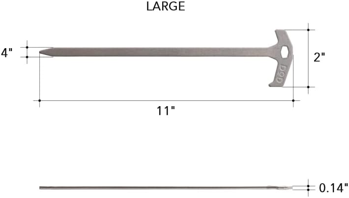 DOD Shakeen Peg Set (L) - 8 Pack Heavy Duty 11-Inch Forged Steel Tent Stakes - Durable Ground Anchors for Tents and Tarps - Silver/Black