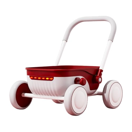 Suzapiwベビーウォーカー、ベビーカー、幼児用収納、押し車、静音ホイール、折りたたみ式、耐荷重、1〜2歳の赤ちゃんの1歳の誕生日プレゼント (光とともに,レッド)