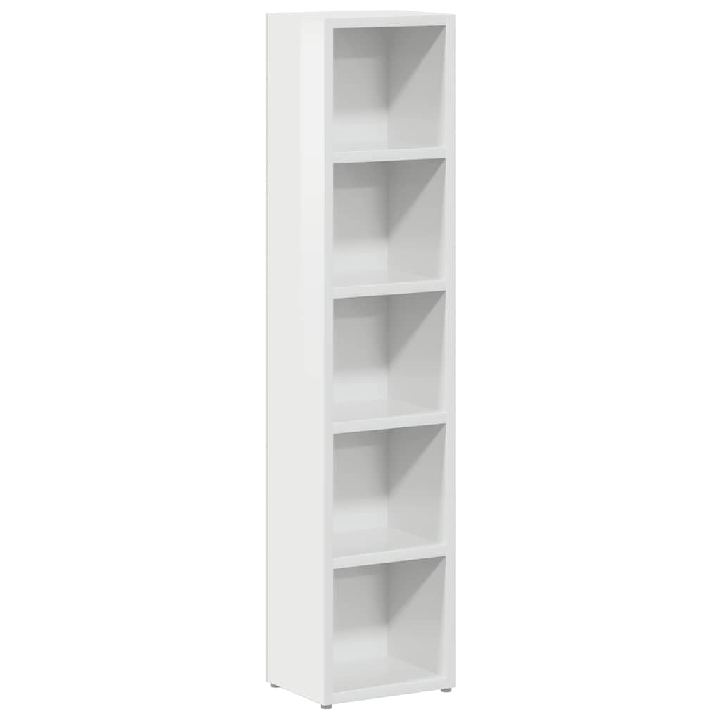 vidaXL CD-Regal, 2er-Set, 21x16x93,5 cm, Hochglanz Weiß, Holzwerkstoff, Vitrinenschrank mit Fach, Aufbewahrungsschrank für Wohnzimmer, Bücherregal, CD-Aufbewahrung, Media Organizer