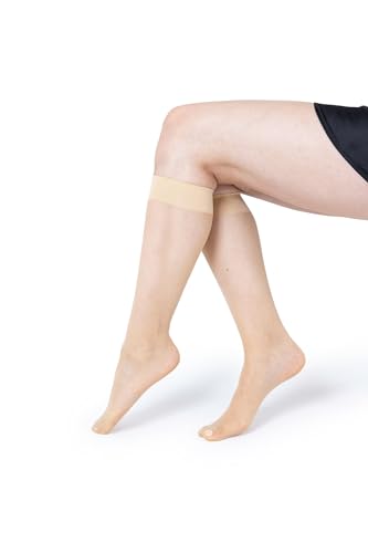 Image of Silky Toes Sheer Knee High Stockings for Women, 6 Pairs Nylon Trouser Socks ﻿With Comfort Top