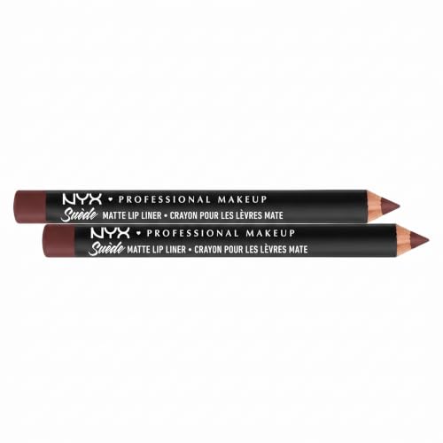 NYX PROFESSIONAL MAKEUP Suede Matte Lip Liner, Velvety-Smooth, Long-Lasting Formula For A Defined Lip Makeup Look - Cold Brew (Brown) (Pack of 2)