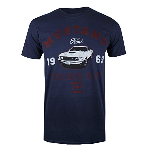 Ford Mustang The Boss is in T-Shirt, Bleu Navy, X-Large Homme