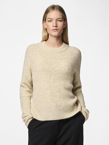 Pieces PCELLEN LS V-NECK KNIT Bruin - Gratis levering | ! - Textiel Truien Dames € 32,99
