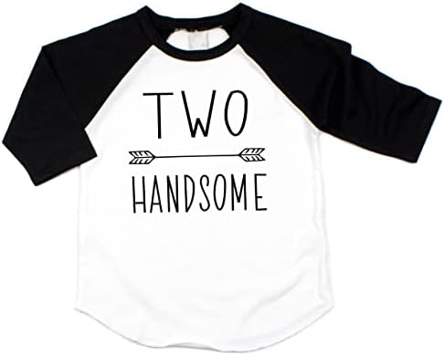 Bump And Beyond Designs 'Two Handsome' Boy's 2nd Birthday T-Shirt - Raglan Style, 4T, Black - View #12