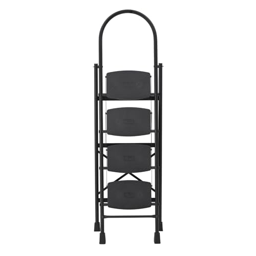 Image of Wakefit Premium 4 Step Foldable Ladder | Wide Anti-Skid Steps | Strong Alloy Steel with X-Support for More Stability | Supports Up to 150 kg |Rust Resistant| Heavy Duty Portable Ladder | Ascenta Black