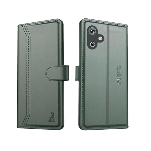 Image of AIBEX Compatible for Samsung F06 5G / Samsung M06 5G Flip Cover Leather Finish with Magnatic Closure | Inside TPU with Card Pockets | Wallet Stand | Complete Protection Flip Case -Green