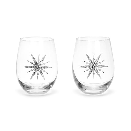 DEMDACO Festive Chic Christmas Wine Tumbler Drinking Glass 18 Ounce