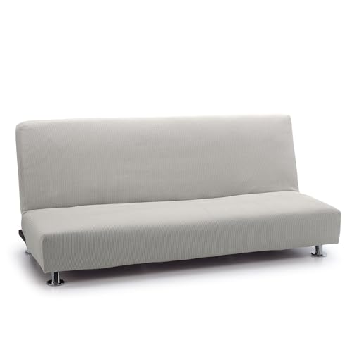 FAVERTI® Housse élastique pour canapé lit clic clac Trois Places | Modèle Reale | Housse de canapé lit Universelle | Protecteur de qualité en Tissu Jacquard Toucher Coton | Gris Clair