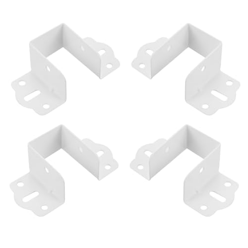 ARTIBETTER 4Pcs Metal Bed Frame Bed Post Bracket Metal Bed Rail Hooks Bed Hinge Accessory White