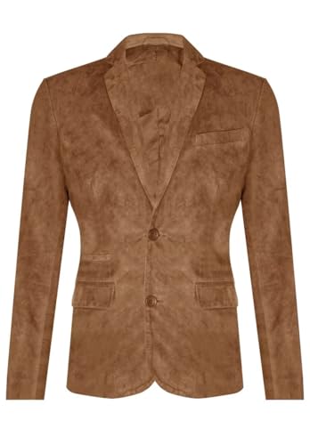 Men's Vintage Suede Blazer Single Breasted Western Cowboy Casual Faux Leather Jacket4