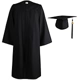 OSBO GradSeason Matte Graduation Gown Cap Tassel Set 2025 for High School and Bachelor (Black, 51'(5'6'-5'8'))