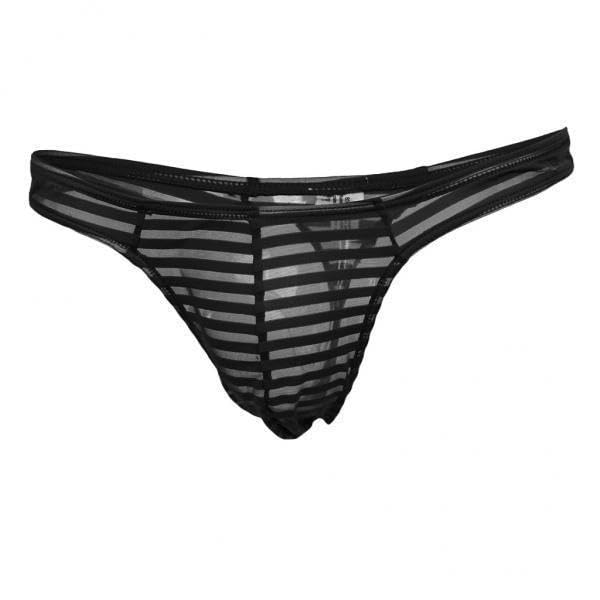 BNF®2xMen's Sheer Mesh Striped Pouch Thong Brief T-back Underwear M Black|Clothing Shoes & Accessories | Mens Clothing | Underwear-image-47