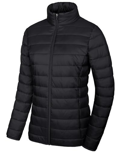 MAGCOMSEN Women's Puffer Jacket Lightweight Quilted Padded 4 Pockets Zip-up Stand-collar Winter Fleece Coat2