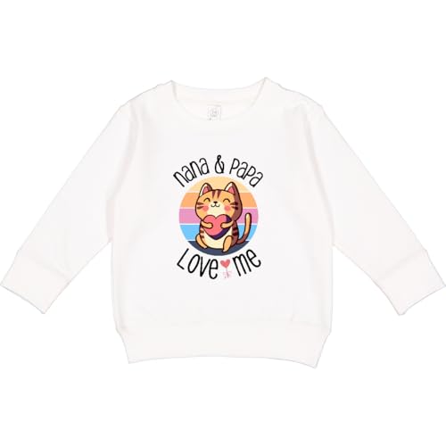 inktastic Nana and Papa Love Me Retro Grandkids Toddler Sweatshirt 2T White 4341c