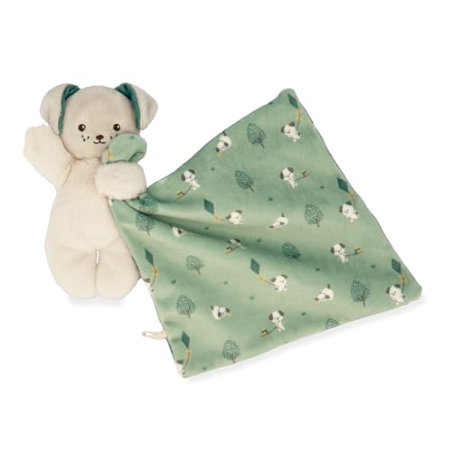 Kaloo - Weiches Stoffquadrat - Kuscheltier Hund grün - Plüschtier Baby - Quadratisch 18 x 18 cm Grün - Umweltverträgliches Material - FSC-Geschenkbox - Ab Geburt, K226001