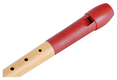 Classic Cantabile Pivella C-Sopran Blockflöte - Aus Ahornholz mit Kopf aus Kunststoff, dadurch ideal für Einsteiger - Deutsche Griffweise - Inkl. Etui, Grifftabelle, Wischerstab und Korkfett - Rot
