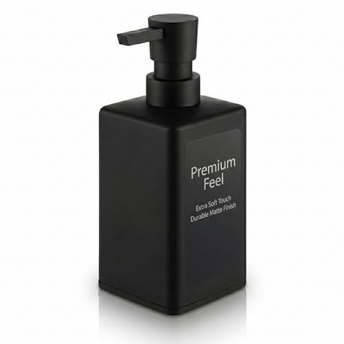 PARSA Beauty dispensador jabon en Negro – Dispensador de jabon para jabón líquido – Recargable con Acabado Rubber Suave – Diseño Moderno y Atemporal