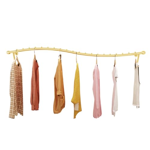 Perchero dorado montado en la pared elegante barra de exhibición de ropa para tiendas de ropa minoristas boutique colgador perfecto para exhibir moda (tamaño: L 80 cm)