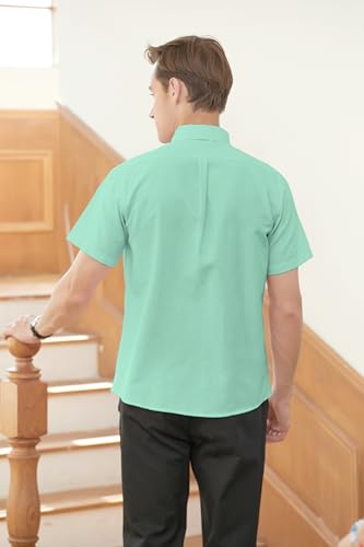 Image of SANGTREE Men & Boy Striped Multicolor Oxford Cotton Shirt,Comfortable Fit,Short Sleeve Collared Shirt