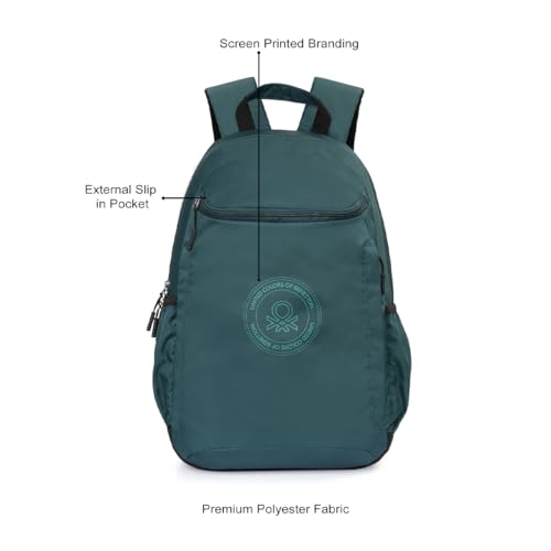 Image of United Colors of Benetton Quirky 19L Laptop Backpack, Minimalist & Water-Resistant, Fits 14-inch Laptops, for College, Office & Everyday