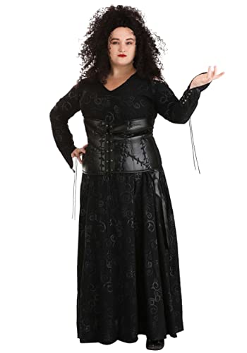 Plus Size Harry Potter Bellatrix Lestrange Costume, Black Dress Corset, Dark Evil Wizard Outfit for Halloween 2X