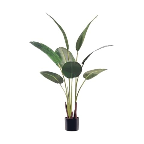 Romantic season Artificial Bird of Paradise Plant, 4 Feet Fake Palm Tree Faux Tree for Indoor Outdoor Modern Decoration Banana Leaf Plant in Pot for Home Office Perfect Housewarming Gift Cover