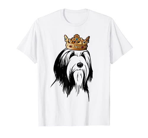 Bearded Collie Dog Wearing Crown T-Shirt, Black